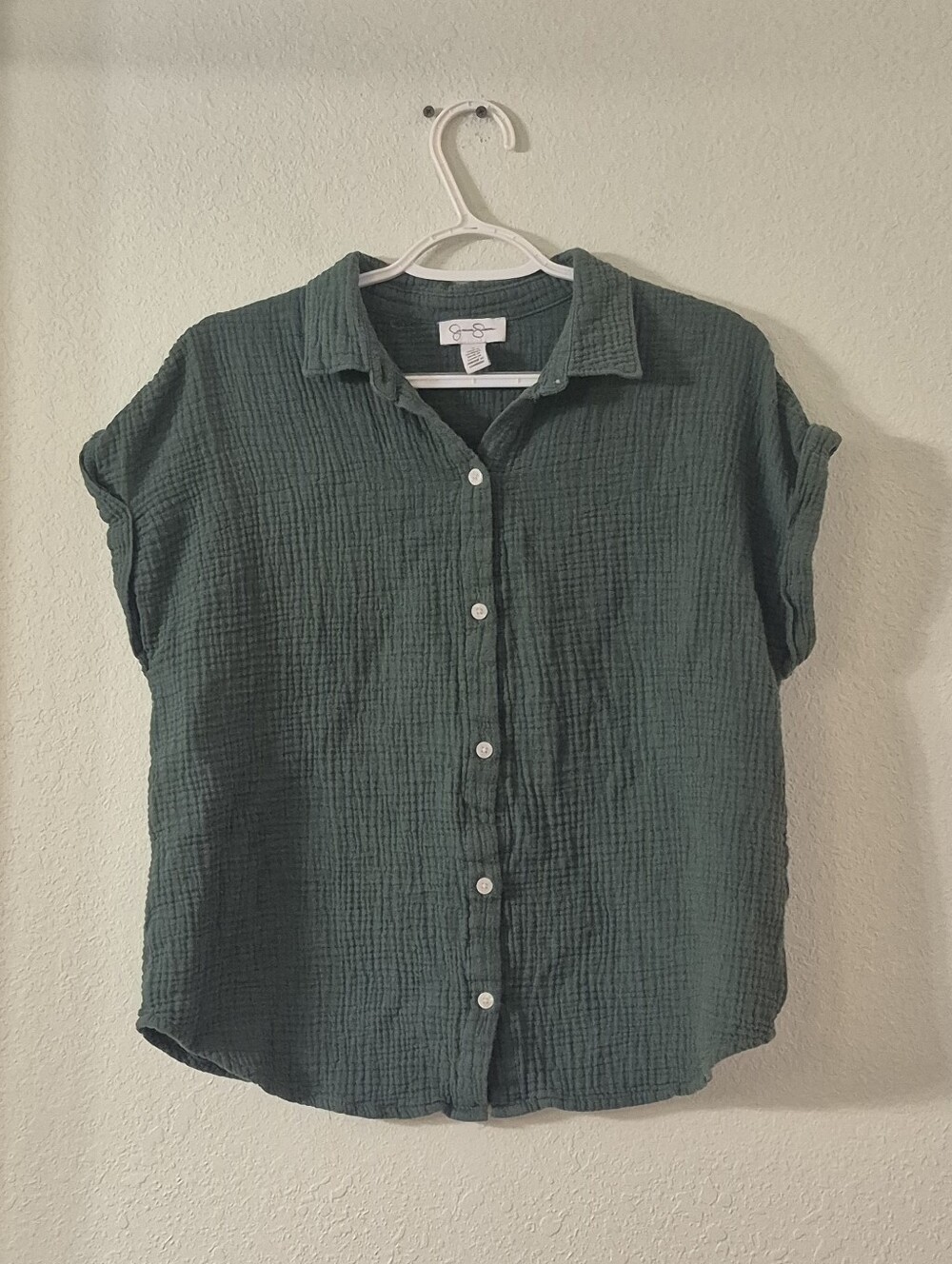 Jessica Simpson Dark Teal Button-Front Gauze Shirt